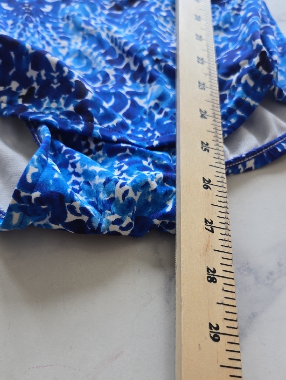 Swim Solutions Blue Patterned Scoop Back Twist-Front One Piece Swimsuit 14 NWT - Picture 6 of 8